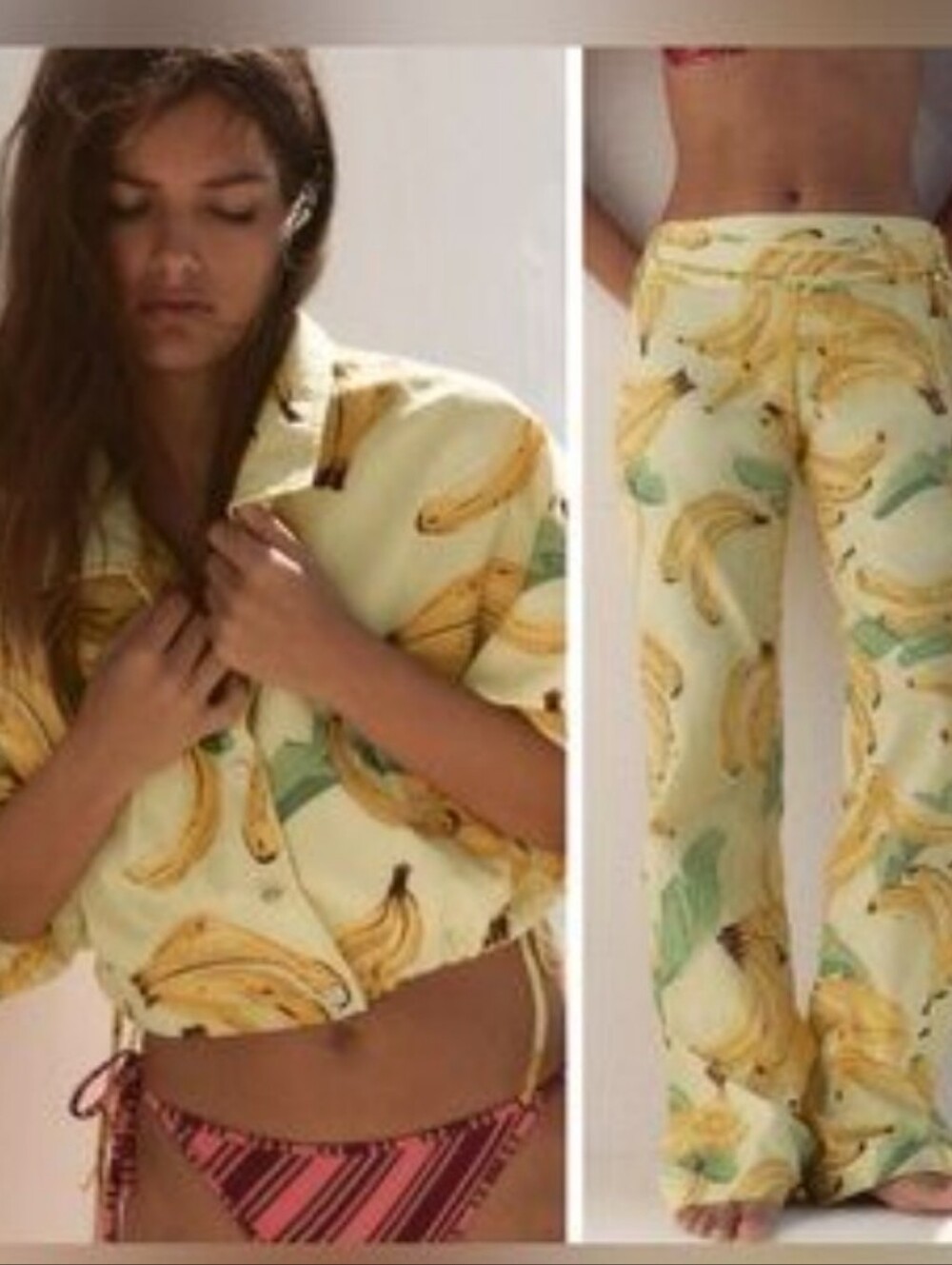 Zara Cropped Fruit Jacket And Pants Set Sz- L